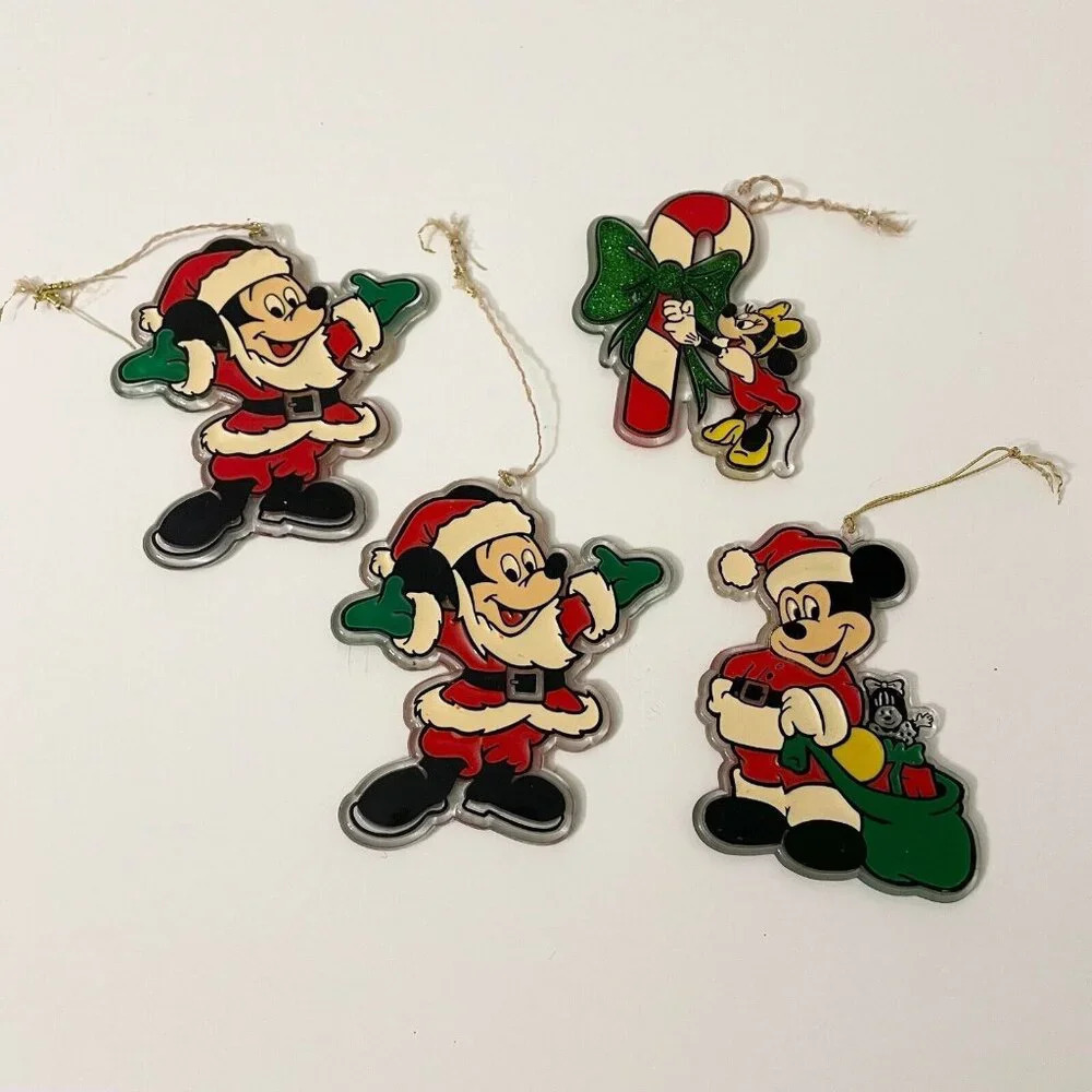 Vintage Lot of 4 Mickey Minnie Mouse Disney Plastic Sun Catchers Ornaments